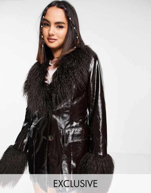 COLLUSION Veste en fausse fourrure Marron ASOS