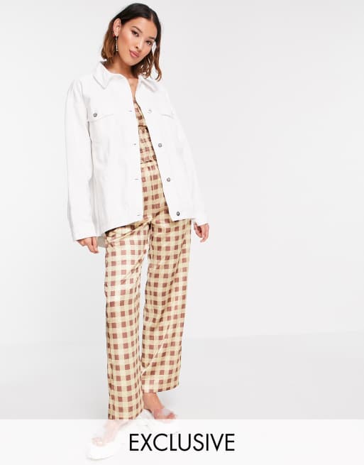 COLLUSION - Veste en jean avec ourlet plongeant - Blanc