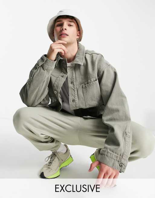 COLLUSION - Veste en jean - Vert clair