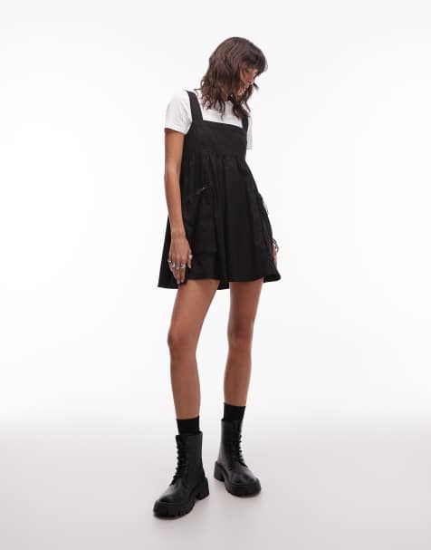 Collusion - Vestito corto nero multitasche con spalline sottili - view 1