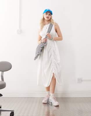 COLLUSION - Vestito lungo bianco con coulisse multiple - view 1