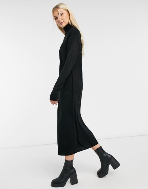 COLLUSION - Vestito maglia con collo alto nero, 4 di 4