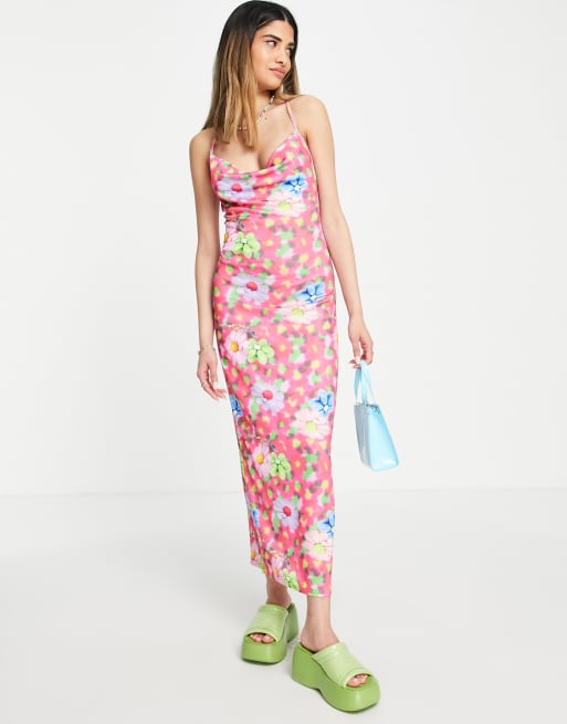 COLLUSION - Vestito sottoveste lungo a fiori multicolore