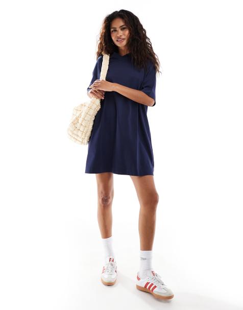 COLLUSION - Vestito T-shirt con scollo a V blu navy - view 1