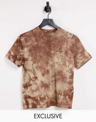 Collusion Vintage Fit Cropped T Shirt In Brown Tie Dye Bolivia Embajadashops