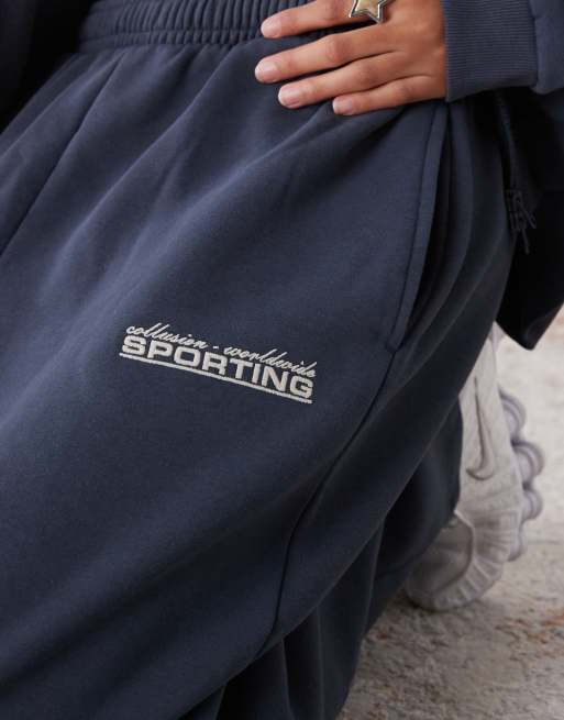 COLLUSION vintage wash oversized baggy trackies in navy (part of a set), 5 of 5
