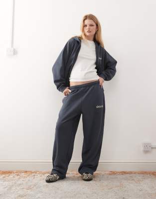 Collusion Vintage Wash Oversized Sweatpants - Part Of A Set-navy In Blue