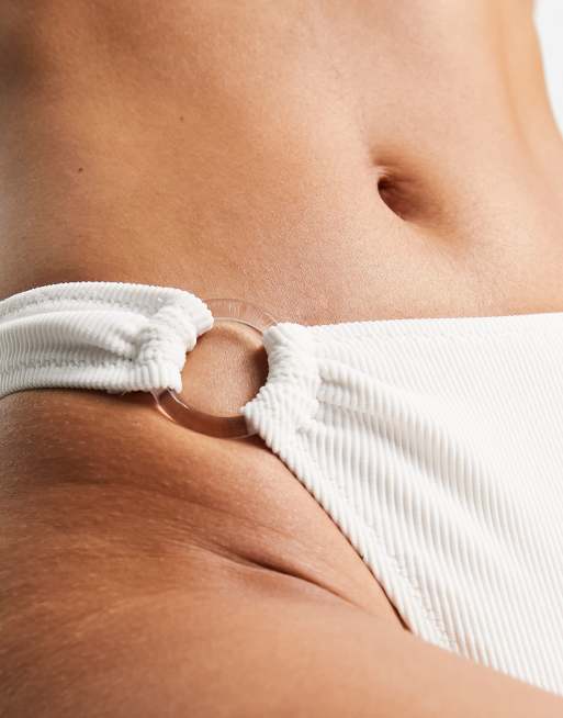COLLUSION – Vit ribbad bikiniunderdel med ringdetalj , 3 av 4