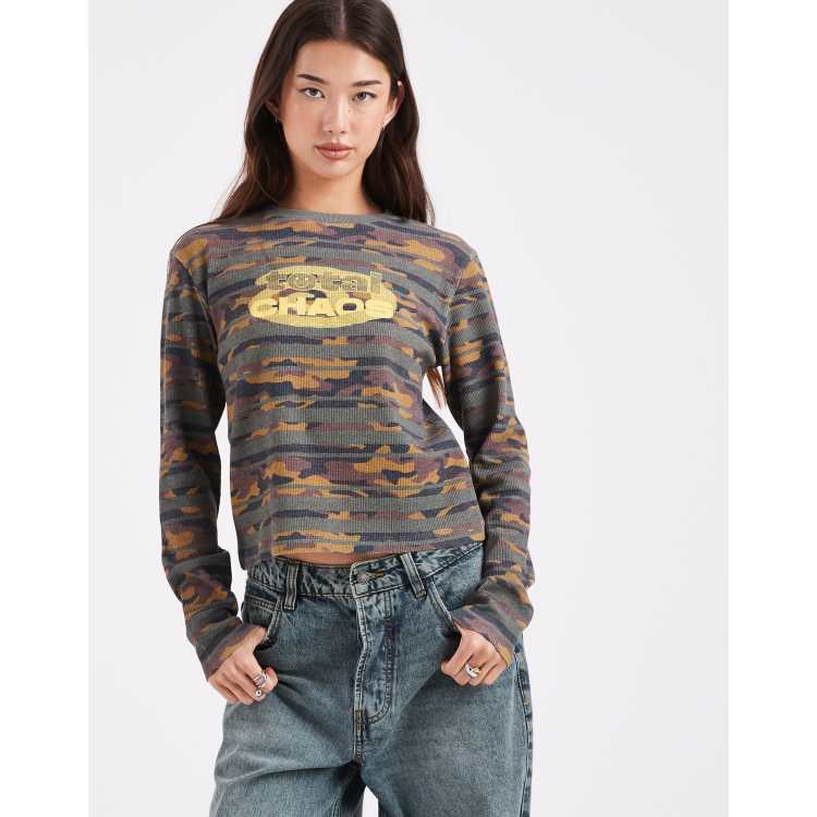 COLLUSION waffle camo long sleeve top | ASOS