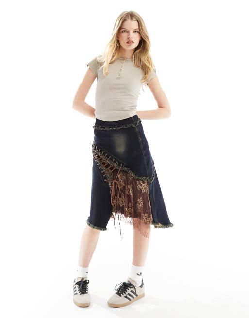 COLLUSION waffle cap sleeve top in stone, 4 of 4