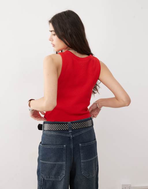 COLLUSION waffle knit tank top in burnt orange