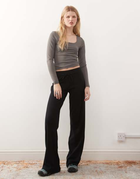 COLLUSION waffle texture yoga pants in black - view 1