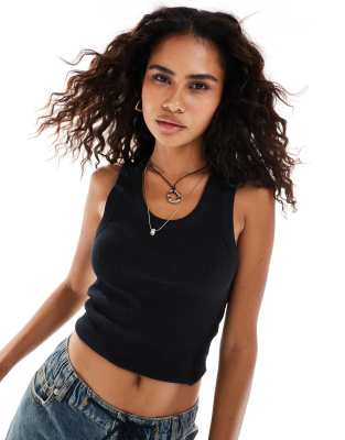 Collusion COLLUSION waffle vest top in black