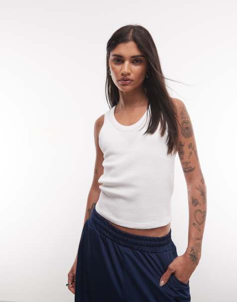 COLLUSION waffle vest top in white - view 1