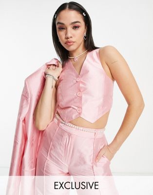 COLLUSION waistcoat in pink co-ord - ASOS Price Checker