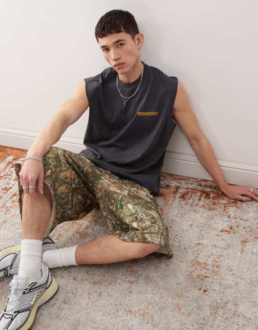 COLLUSION washed black tank singlet top with print, 2 of 4