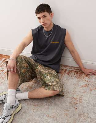 Collusion Washed Black Tank With Print