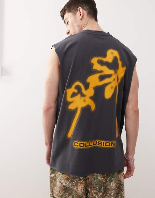 COLLUSION Washed black tank with print, 3 of 4