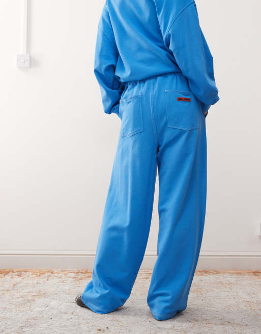 COLLUSION washed blue low rise baggy sweatpants with logo patch - part of a set, 2 of 5