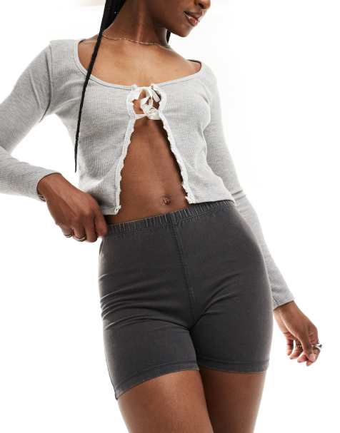 COLLUSION washed booty short in grey - view 1