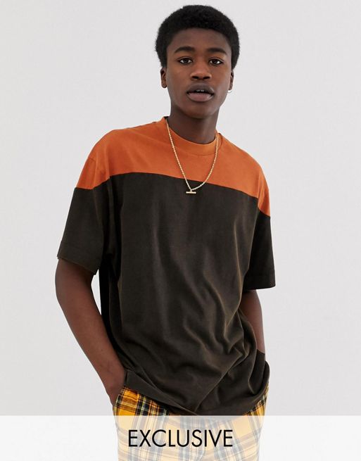COLLUSION washed colour blocked t-shirt in black | ASOS