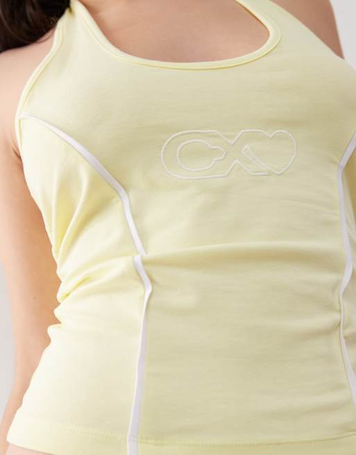COLLUSION washed halter top in yellow, 3 of 4