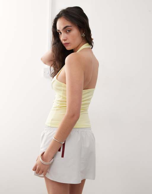 COLLUSION washed halter top in yellow, 4 of 4
