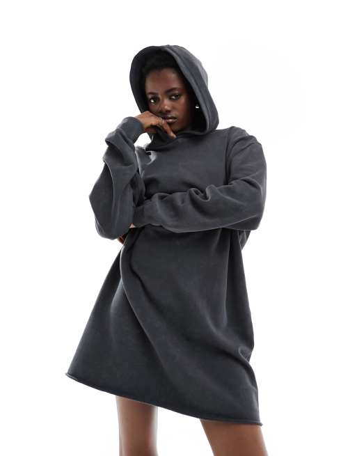 COLLUSION washed hoodie mini dress in gray