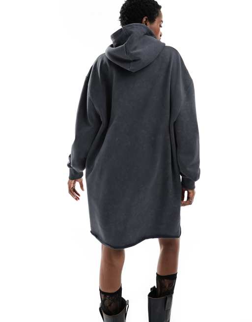 COLLUSION washed hoodie mini dress in grey