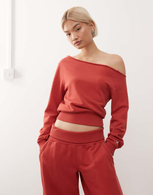 COLLUSION washed off shoulder sweatshirt co-ord