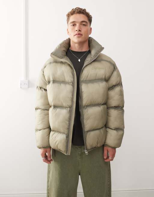 COLLUSION washed puffer jacket in green ASOS