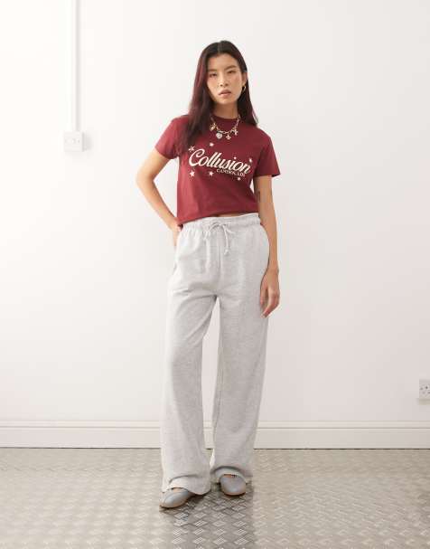 COLLUSION washed straight leg sweatpants in gray - view 1