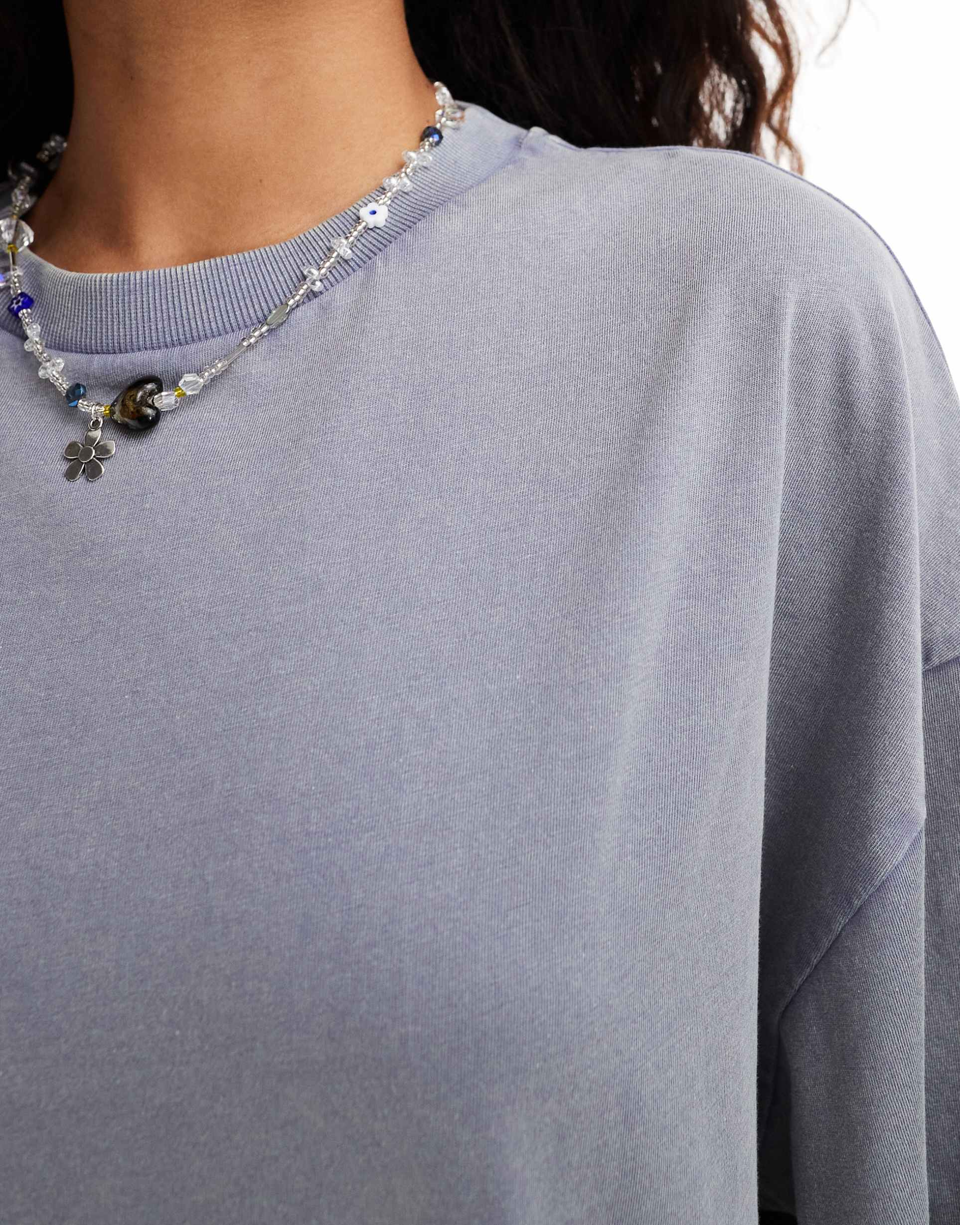 collusion washed t-shirt dress in blue