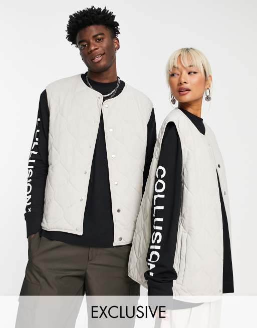 COLLUSION – Wattierte Unisex-Weste in Beige