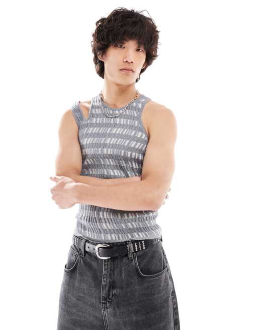 COLLUSION wavy knit tank top in gray