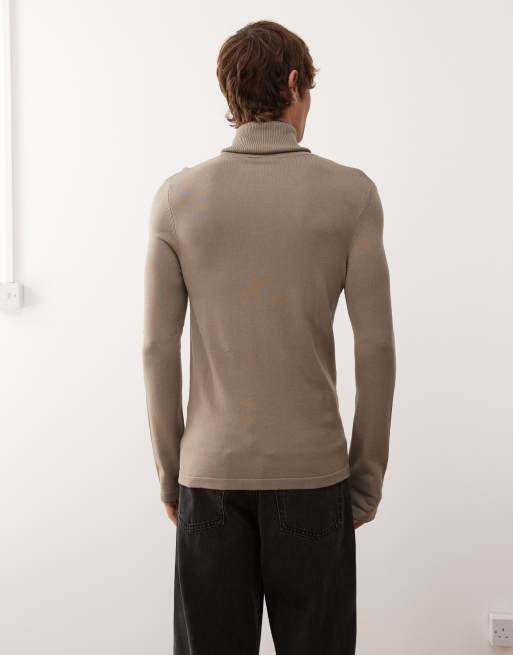 COLLUSION – Weicher Strickpullover in Khaki mit Rollkragen, 5 von 5