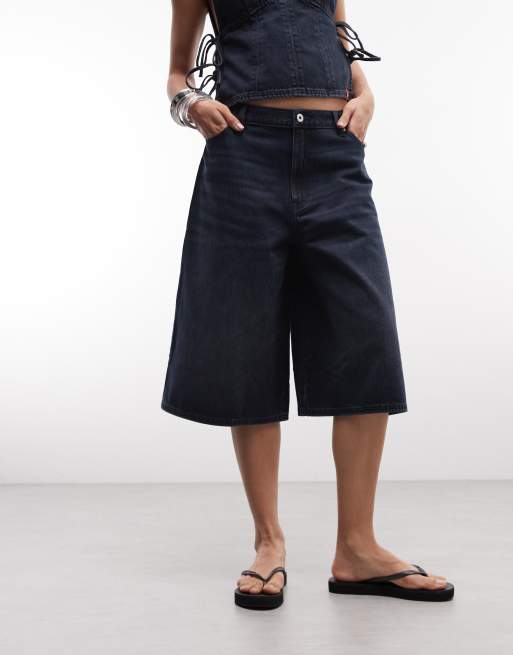 COLLUSION – Weite Culotte aus Denim in blauer Grunge-Waschung, Kombiteil, 2 von 5