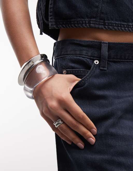 COLLUSION – Weite Culotte aus Denim in blauer Grunge-Waschung, Kombiteil, 3 von 5