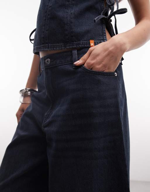COLLUSION – Weite Culotte aus Denim in blauer Grunge-Waschung, Kombiteil, 4 von 5