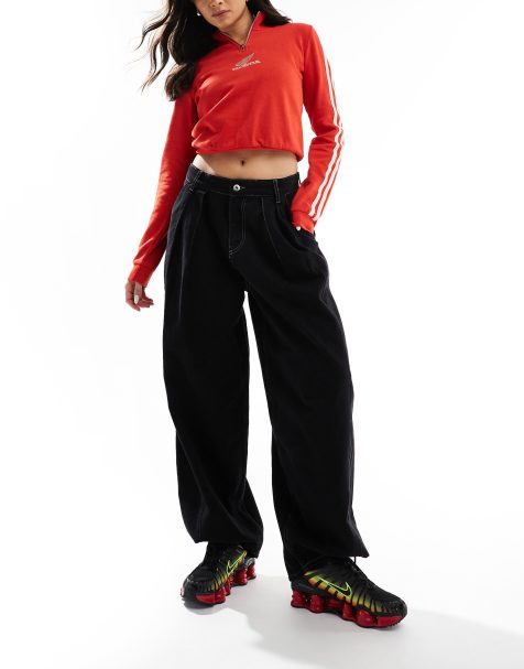 COLLUSION – Weite Fallschirm-Jeans in Schwarz mit Kontrastnähten - view 1