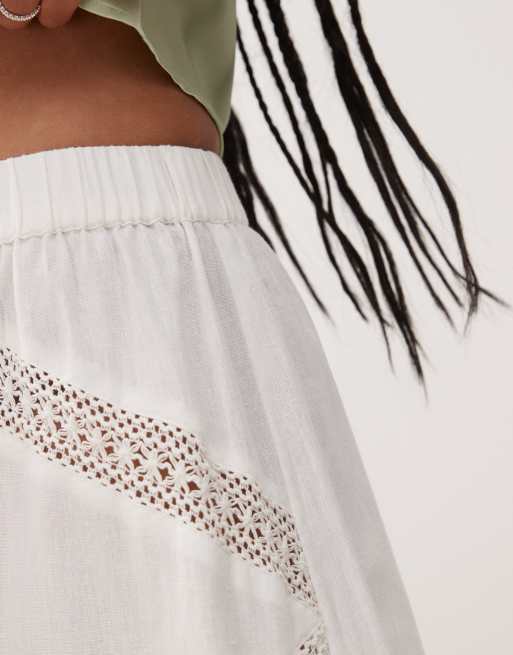 COLLUSION western broidery maxi skirt in white, 4 of 5