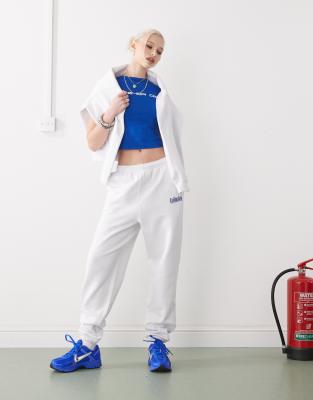 white logo sweatpants