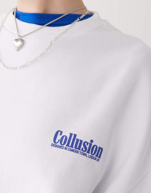 COLLUSION white logo sweatshirt