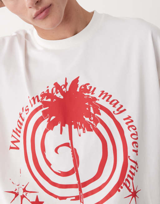 COLLUSION white printed t-shirt with front graphic