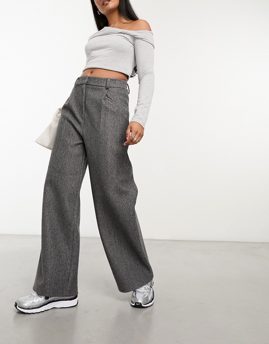 Collusion Wide Leg Baggy Tailored Pants In Gray