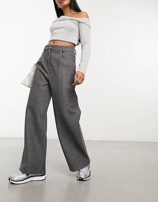 Collusion - wide leg baggy tailored trousers in grey