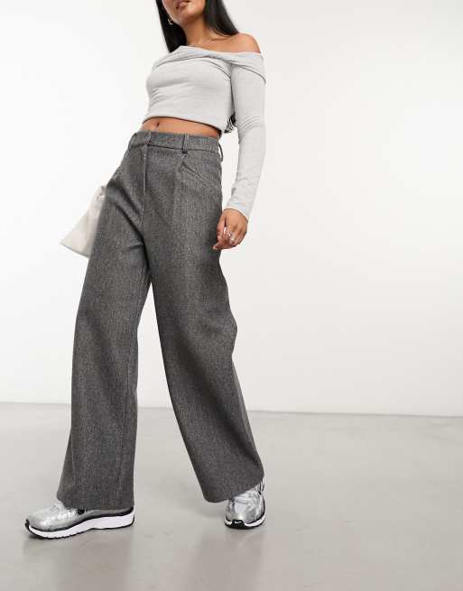 COLLUSION wide leg baggy tailored trousers in grey ASOS