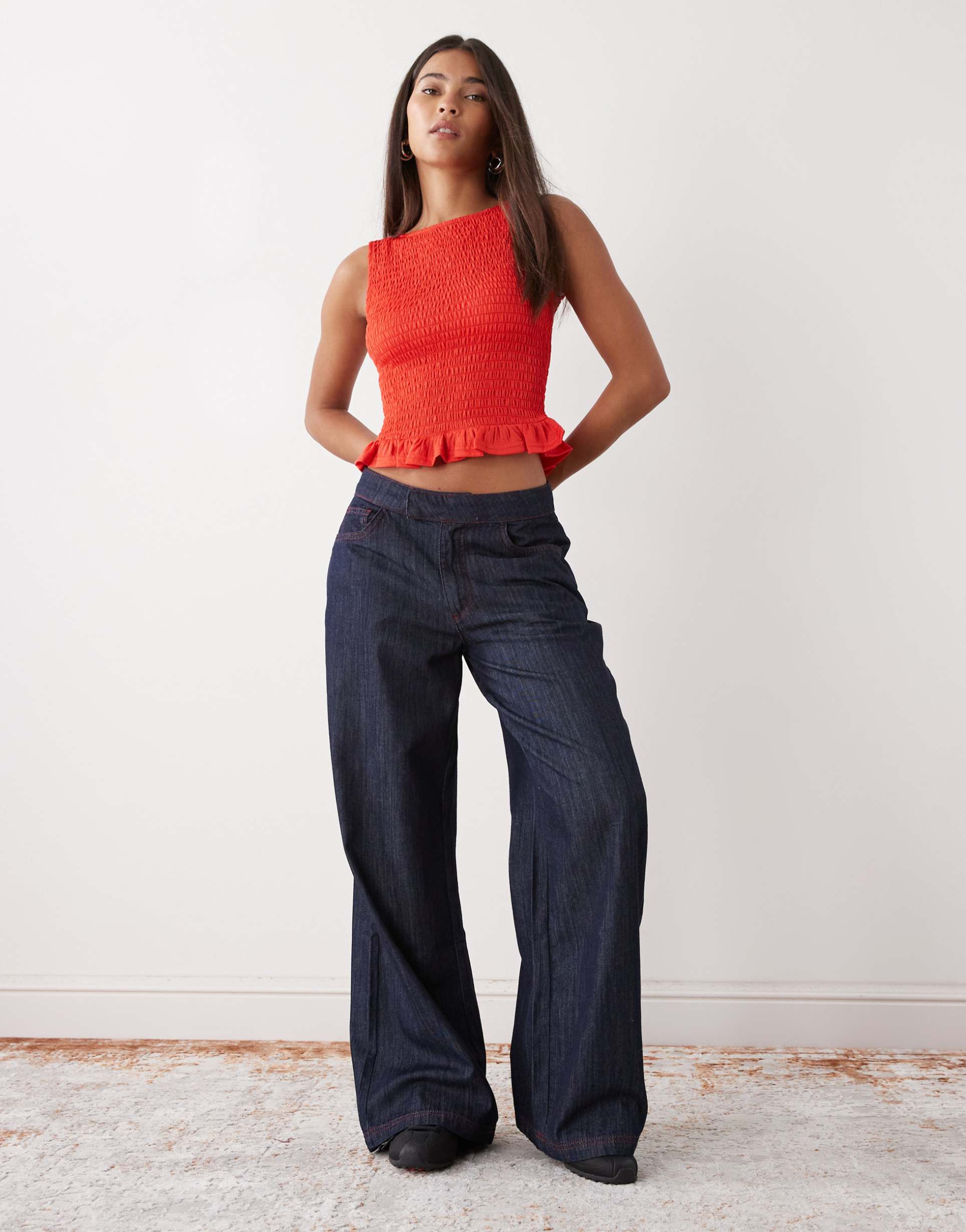 collusion wide leg chambray denim jean
