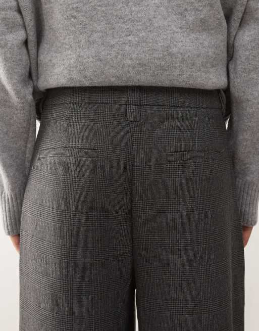 COLLUSION wide leg check trouser in grey, 4 of 5