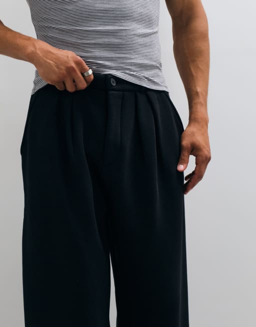 COLLUSION wide leg formal jogger in black, 4 of 5